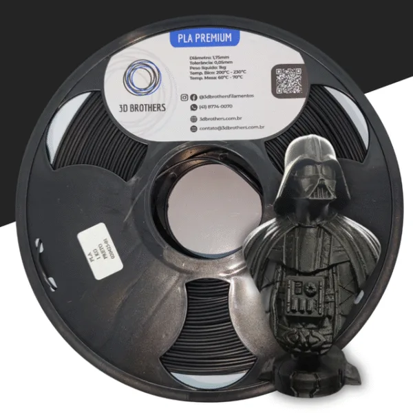 FILAMENTO 3D PLA PREMIUM 1KG 1,75 MM - PRETO
