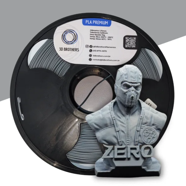 FILAMENTO 3D PLA PREMIUM 1KG 1,75 MM -CINZA