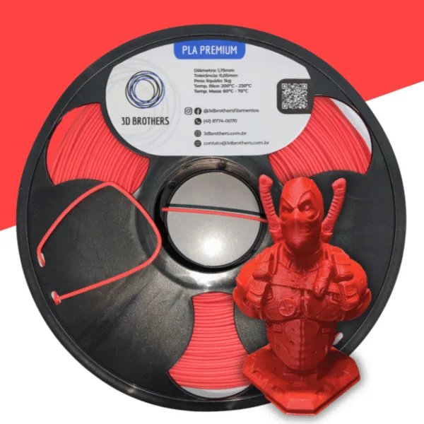 FILAMENTO 3D PLA PREMIUM 1KG 1,75 MM - VERMELHO