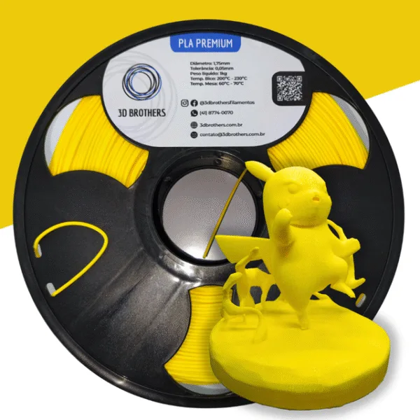 FILAMENTO 3D PLA PREMIUM 1KG 1,75 MM - AMARELO